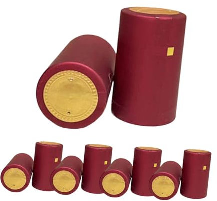 perfk Lot de 100 capsules thermorétractables en PVC pour bouteilles de vin, rétro, pour la maison, la fabrication du vin et la cuisine, Rouge