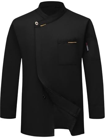 Bastwahl Blouse de Travail Homme Cuisine - Coupe Ajustée Unisexe Blouse de Chef Veste de Cuisinier Manches Longues/à Manches Courtes Stretch Travail Respirant Vêtement Chemise Uniforme Hôtel