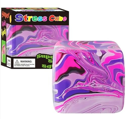 Cubo Púrpura Anti-Estrés, Juguete Sensorial para Apretar para Adultos y Niños, Cubo Reutilizable de Subida Lenta para Ansiedad, TDAH, Oficina (1 Unidad)