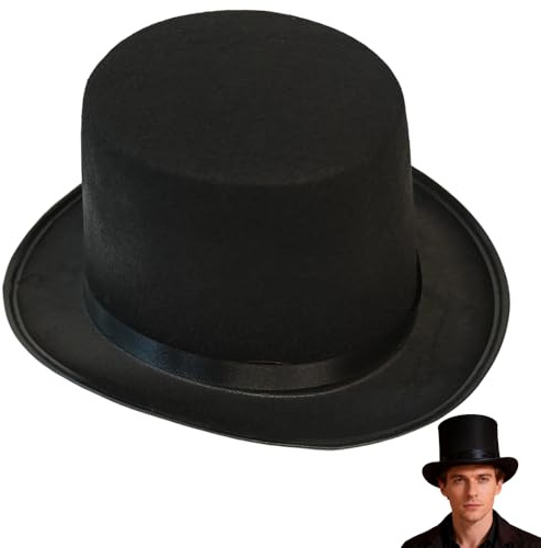 Ram® Adult Black Velour Top Hat Victorian Magician Hat Ringmaster Fancy Dress Halloween Cabaret Cosplay Hat