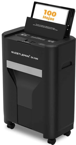 Trituradora de Papel con Alimentación Automática, 60 min Continuo, Nivel P-4, Destructora Eléctrica, Papelera 20L, para Oficina/Casa/Industrial/Hogar (100 Hojas)