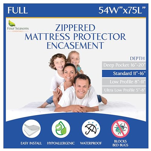 Full Size Mattress Protector Bedbug Waterproof Zippered Cover Hypoallergenic Premium Quality Encasement White
