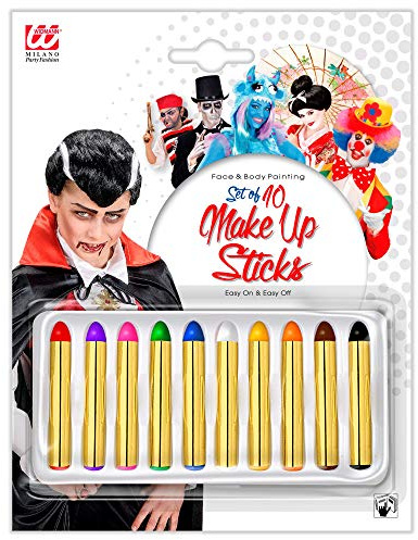 W WIDMANN MILANO Party Fashion 50051 - Schminkstifte, 10 Stück, 24 ml, Face and Bodypainting, Make Up