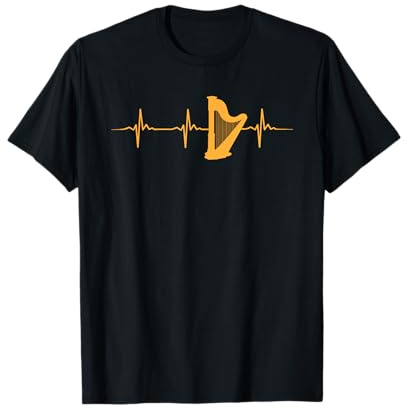 Grande Harpe Cadeau De Battement De Coeur Harpiste T-Shirt