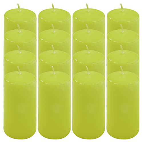 Stumpenkerze Höhe 10 cm Ø 5 cm lange Brenndauer Rund-Kerze Säulenkerzen Kerzen-Deko Tafelkerzen Weihnachts-Kerzen Hochzeits-Deko (hellgrün, 16)
