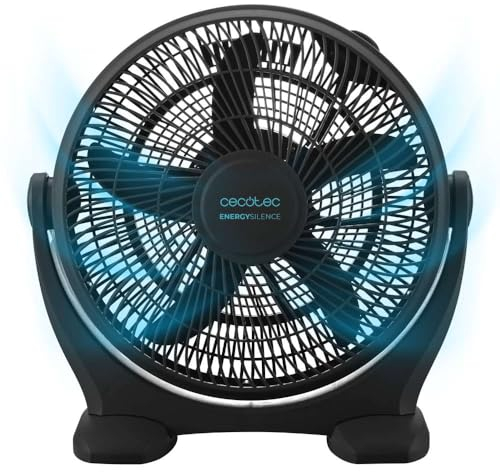 Cecotec Ventilateur Industriel de Sol EnergySilence 1400 FloorFlow, 50W, Diamètre 14 (35 cm), 3 Vitesses, 5 Pales Aérodynamiques, Utilisation Facile et Intuitive, Sécurité Maximale, Noir