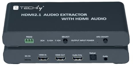 Techly 366617 Estrattore Audio HDMI 2.1 LPCM7.1 Arc 8K Audio 3.5 e Toslink SPDIF Nero