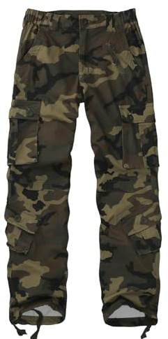 Sobrisah Women Mid-Rise Cargo Pants Heavy Cotton Casual Pants 8 Pockets Regular Fit/Plus Size Military Work Trousers Camo M Size 2