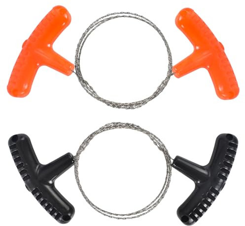 Homirty Sierra de Alambre de Acero Inoxidable Portátil - 2 Piezas de Cuerda de Supervivencia para Aire Libre, Herramienta de Corte Con Bolsillo, 70cm