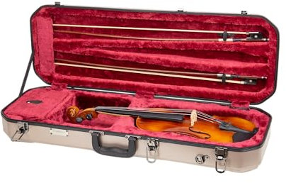 Crossrock Violinenkoffer in 4/4-Größe, ABS-geformte Hartschale mit Innenfach, 2 Bogenhaltern, Sicherheitsschloss und abnehmbare Gurte, Champagner (CRA860VFCH)