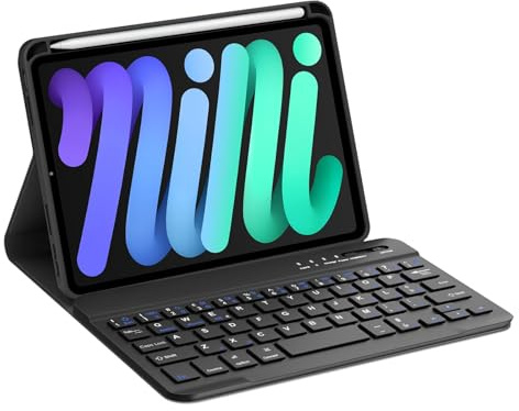 Occtingkind, Tastatur für iPad Mini 8.3 Zoll, Hülle mit Tastatur für iPad Mini 6./ 7. Generation, magnetische Bluetooth-Tastatur für iPad mini 6./7. Gen 2021/2024, Italienisches Layout, USB C, Schwarz