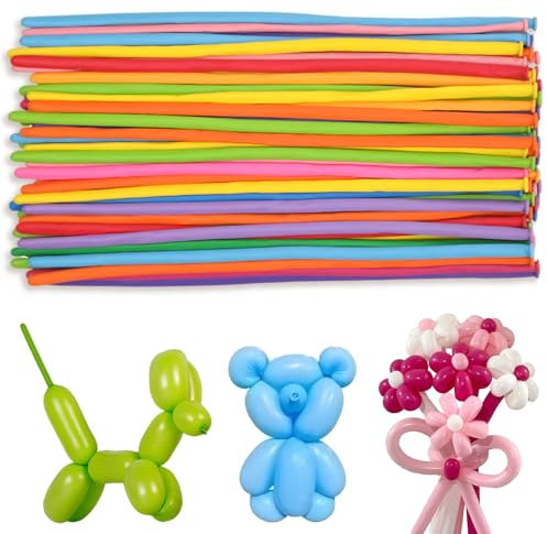 100 Stück Gemischte Farbe Modellierballons, Modellier Luftballon, Bunte Lange Verdrehen Ballons, 30cm Magische Latex Luftballons, für DIY, Hochzeit, Party Dekoration(Zufällige Farbe)