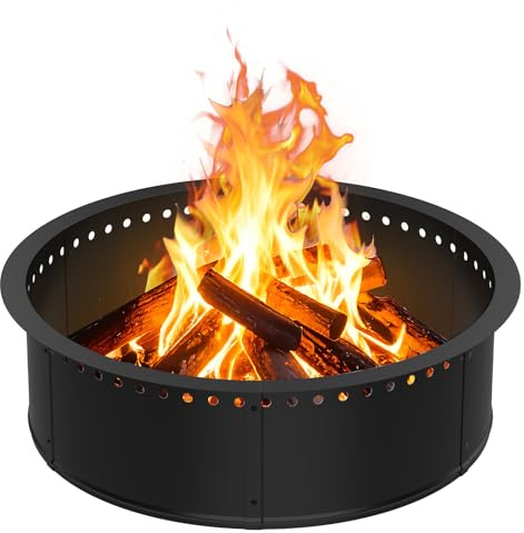 Brasero Extérieur, 76cm Brasero de Jardin en Métal avec Events, Foyer de Jardin sans Fumée pour Terrasse et Camping, Cuisine Extérieure et Barbecue, Noir, Montage Simple