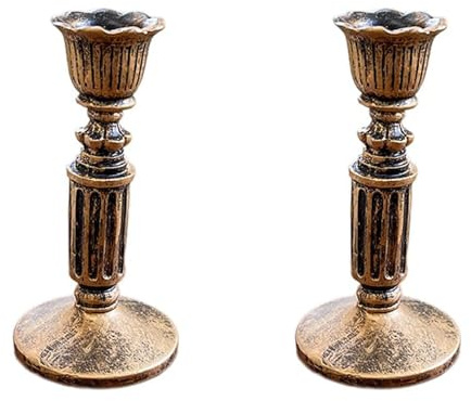 2 Pezzi Portacandele Vintage in Ottone, Portacandele, Porta Candele da Tavolo, Candelabri Vintage, Adatto per Natale, Matrimoni, Caminetti e Decorazioni per La Casa