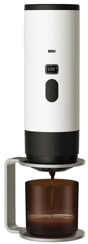 Kryvella Mini kaffeemaschine für unterwegs, Tragbare Espressomaschine Kompatibel kapsel und Gemahlener Kaffee für Unterwegs Oder Camping, Camping Geschenke