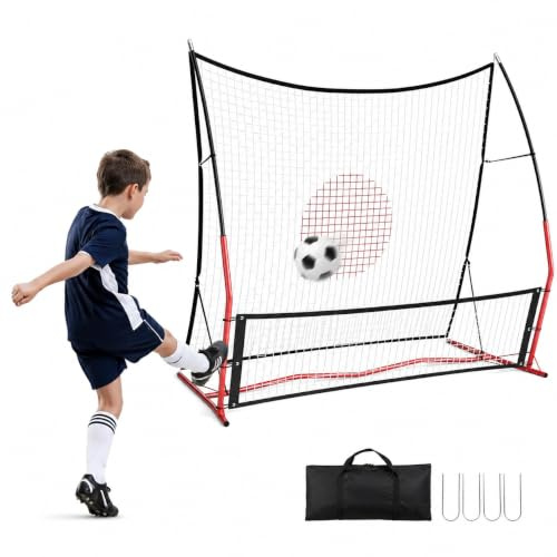 Filet De Rebond De Football Pliable 180x140x80 cm | Double Face Rebondisseur Football | Filet d’Entraînement Professionnel pour Tir, Passe Et Contrôle | Équipement Football Multidirectionnel