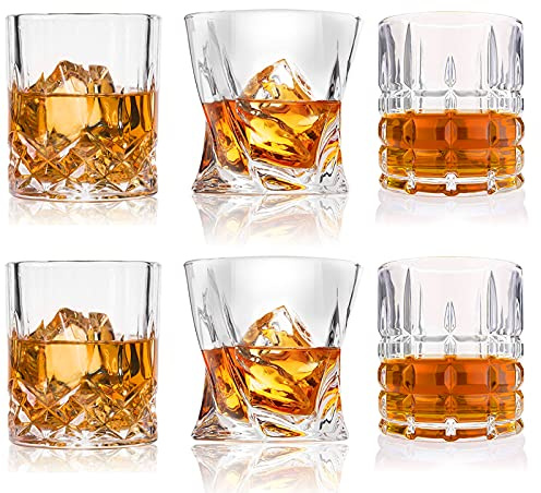 DeeCoo Premium 10, 11 OZ Scotch Glasses - Old Fashioned Whiskey Glasses/Style Glassware for Bourbon/Rum/Bar Tumbler Set of 6