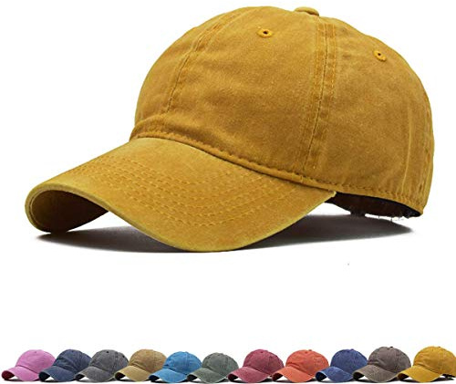 Vintage Unisex Baseball Hüte für Frauen und Männer - Papa Hut für den Täglichen Gebrauch - Gelb - Einheitsgröße