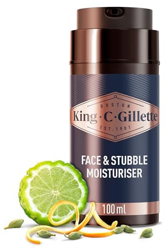 King C. Gillette Face & Beard Moisturiser for Men, 100 ml, with Vitamin B (B3), B5 Complex & Argan Oil, Beard Softener for Men