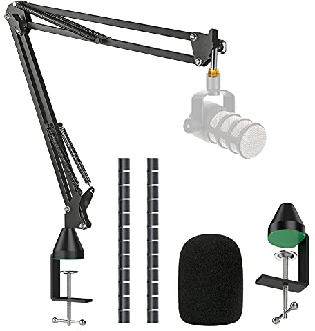 YOUSHARES Podmic Mikrofonarm mit Popschutz, Mikrofon Pop Filter Ständer - Gelenkiger Mikrofonarm mit Schaumstoff Windschutz Kompatibel mit Rode Podmic