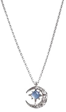 Eomsky Cadena De Piedra De Luna, Collar De Estrellas De Luna, Damas 925 Plata Esterlina con Azul/Rosa, Collar Colgante Luna Regalo De Joyería para Damas Niñas