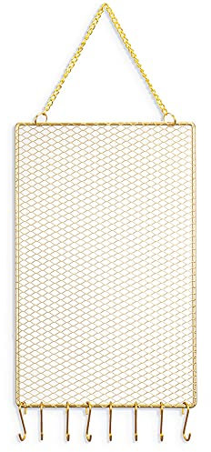 SHILIPAIJC Portagioie da Parete - Scaffali da Parete Portagioie Orecchini Organizzatore - Porta Orecchini in Metallo con 10 Ganci Bracciali Collane Display Regalo per Ragazze Donne (rettangolare)