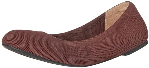 Amazon Essentials Women's Knit Ballet Flat, Oxblood, 6 UK Wide