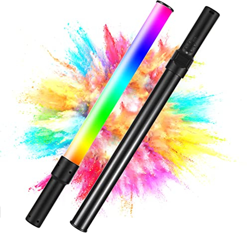 Andoer D2 rgb Tubelight, Luce Video Portatile 2500 K/5500 K/8500 K, Dimmabile, 7 Effetti Luminescenti Colorati, Batteria Integrata per Fotografia di Ritratto e Vlog Live Streaming