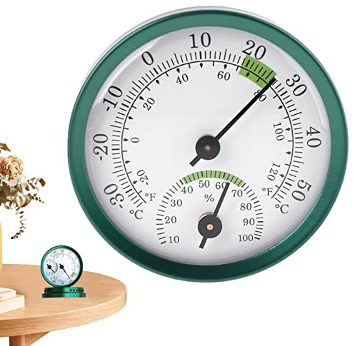 Hidrómetro para humedad, termómetro de jardín sin necesidad de pilas, forma de reloj 2 en 1, medidor de temperatura y humedad para mesa, cocina, exterior Lear-au