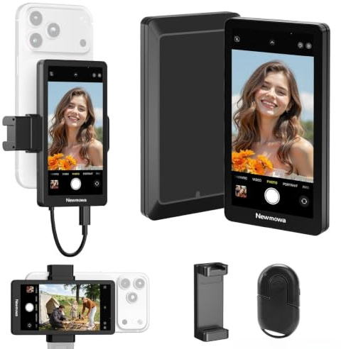 Newmowa Phone Vlog Selfie Monitor Screen, Magnetic Phone Holder Clip Mount, Using Phone Rear Camera for Selfie Vlog Live Stream TikTok, Compatible with iPhone (Support 4K 30fps Wired Recording)
