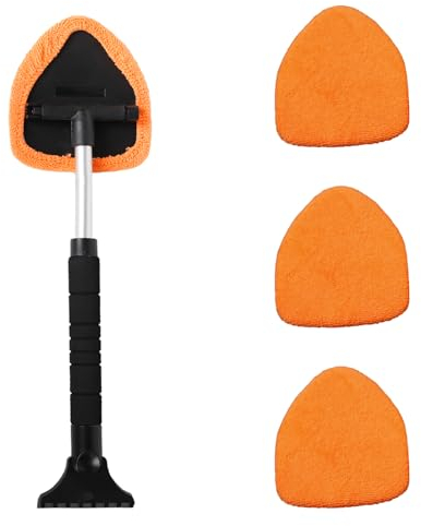 Vueinrg Nettoyant pour Pare-Brise, Extensible de Brosse Nettoyage Voiture, kit Nettoyage Voiture avec 4 Brosse en Microfibre, Brosse de Nettoyage de Voiture pour Le Nettoyage des Vitres de Voiture