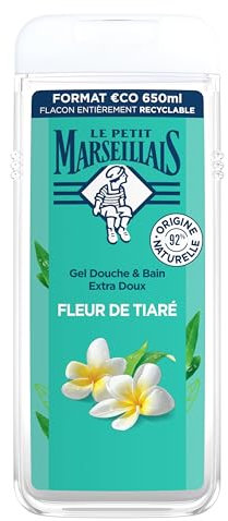 Le Petit Marseillais | Gel Douche Extra Doux Fleur de Tiaré (flacon de 650 ml) – 92% d'ingrédients d'origine naturelle – pH neutre pour la peau et sans colorant