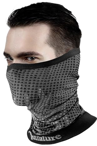 Qunature Foulard Hiver Cache Visage Col Tricot Multifonctionnel Masque Écharpe Élastique Respirant Femme Homme Contre Froid Sous Casque Ski Patinage Course Vélo Randonnée Escalade Nylon Noir Gris