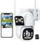 CAYVIS 2K(2MP+2MP) überwachungskamera Aussen WLAN, 2.4GHz/5GHz PTZ Dual-Lens Überwachungs Kamera Aussen mit KI-Personen, Farbnachtsicht, Auto-Tracking, 360° WLAN Kamera Outdoor,IP66,mit 64G Karte