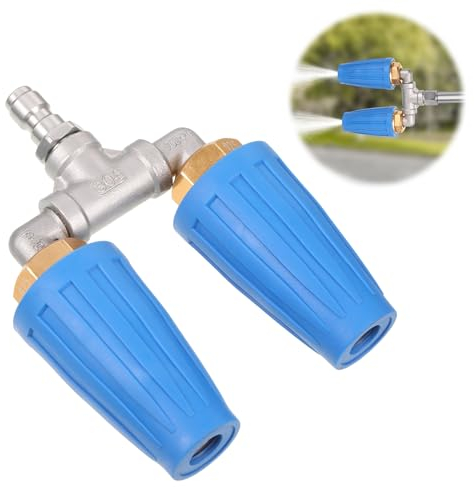 worahroe Rotating Dual Turbo Nozzle Spray Tip High Pressure Washer, 3600PSI Power Rotating Spray Turbo Nozzle with 1/4 Quick Connect Pressure Washer Tips Blue