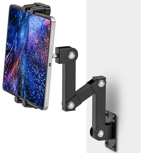 JUBORUI Tablet Wandhalterung, 360° Drehbar ipad Wandhalterung Einziehbar 16-39.5cm, iPad Halterung Wand für Business und Zuhause, Küche, Tablet Halterung für iPad, Alle mit 4,7-13.5 Zoll Bildschirm.