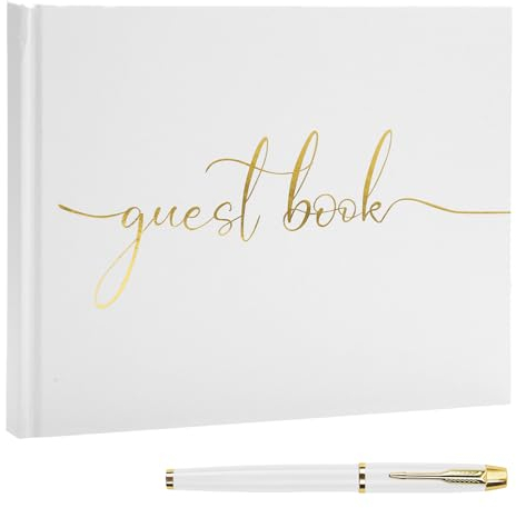 TNSLAND Libro degli Ospiti Album di Nozze Libro degli Ospiti del Battesimo del Bambino Libro Ospiti della Festa di Fidanzamento Guest Book Matrimonio 100 Pagine Vuote con Penna Bianco