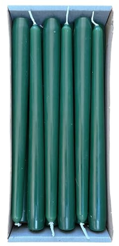 Nordring Lot de 12 bougies coniques, 2,3 x 25 cm, couleur: Vert foncé