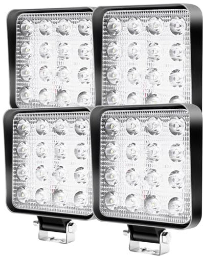 CCLIFE Led Arbeitsscheinwerfer 12V Scheinwerfer 4X48W Auto Traktor IP67 Offroad 6000K Wasserdicht Arbeitslicht Spotlight für SUV UTV ATV LKW, 13x11x2cm CushHom