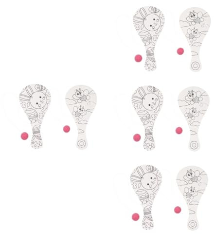 BESTonZON Paddleballs 4 Sätze Kinderhandwerk Mit Spielzeug Kreativ Set Für Kinder Toys Paddel-ball- Mini Tischtennisschläger Farbmalerei Für Kinder Beach-tennis- Holz 2 * 4