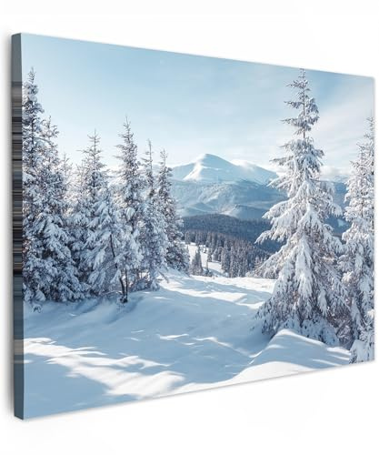 MuchoWow© Stampa Foto 80x60 cm Quadro Moderno Quadri Moderni Soggiorno Con Cornice Stampe Da Parete Camera Da Letto Matrimoniale Decorazione Canvas Paesaggio invernale - Natura - Alberi - Neve