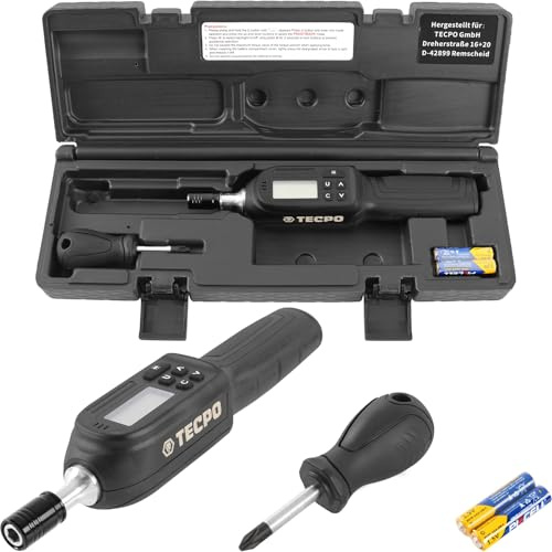 TECPO Digitaler Drehmomentschraubendreher 1/4 Zoll 0.3-8 Nm Schraubendreher einstellbar Drehmomentschrauber Set KFZ Werkzeug Fahrrad, Modellbau und Heimwerk
