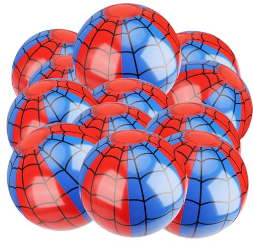 Lyreh 12pz Palloni da Spiaggia di Ragnatela, Palloni da Spiaggia Gonfiabili in PVC Blu e Rossi per Bambini Feste Attività All'Aperto Giochi Estivi in Piscina Forniture