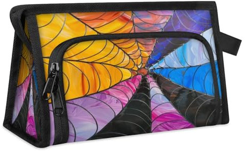 Trousse de maquillage de voyage pour homme et femme - Toile d'araignée colorée - Trousse de toilette - Trousse de toilette - Trousse de douche, couleur, L, Organiseur de sac