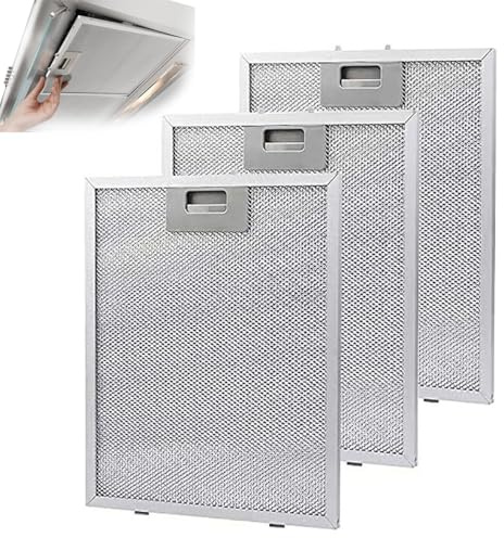 3 Pezzi Filtro Antigrasso Con Griglia, Filtro Cappa Cucina, Alluminio Maglia Cappa Aspirante Filtro, 5 Strati Filtri per Cappa per Cucine, per Cappe per Cucine di Molte Marche Leader (320x260mm)