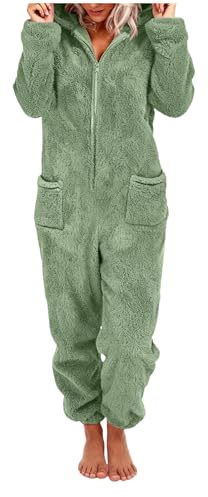 Générique Combinaison Pyjama Femme Hiver Chaud Onesie Pilou Pilou Pyjama à Capuche Grenouillère Femme Pyjamas Onesie Tout en Un en Polaire Combinaisons de Nuit Femmes Loungewear Vêtements S-XXL