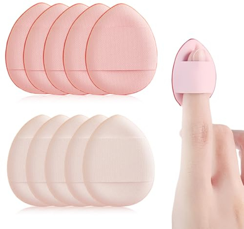 Quesuc 10 Piezas Mini Borlas Para Polvos Y Esponjas De Maquillaje Huda Beauty Powder Borlas De Textil Para Base De Maquillaje, Corrector Y Prebase Almohadillas Triangulares Blanco, Rosa
