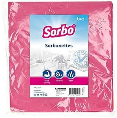 Sorbo Sorbonette Lot de 6 Chiffons de Nettoyage absorbants, durables et durables pour Cuisine, Salle de Bain, Voiture et Nettoyage général, qualité supérieure, Chaque Chiffon Mesure 38 cm x 40 cm