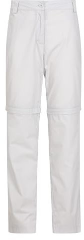 Mountain Warehouse Quest Womens Zip-Off Short Trousers - Lightweight Ladies Pants, Thermal Lined Bottoms, Quick Dry, Pockets - Best for Autumn Winter, Hiking, Camping Light Grey Women's Size 6