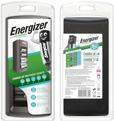 Energizer Chargeur Universel pour Piles Rechargeables AA/AAA/C/D/9V